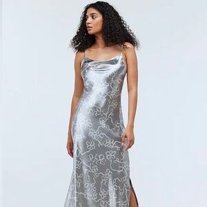 Madewell Metallic Midi Slip Dress in Floral
